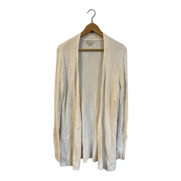 Kinross Open Front Ribbed Cardigan Women's Size Medium Cotton - Picture 1 of 5